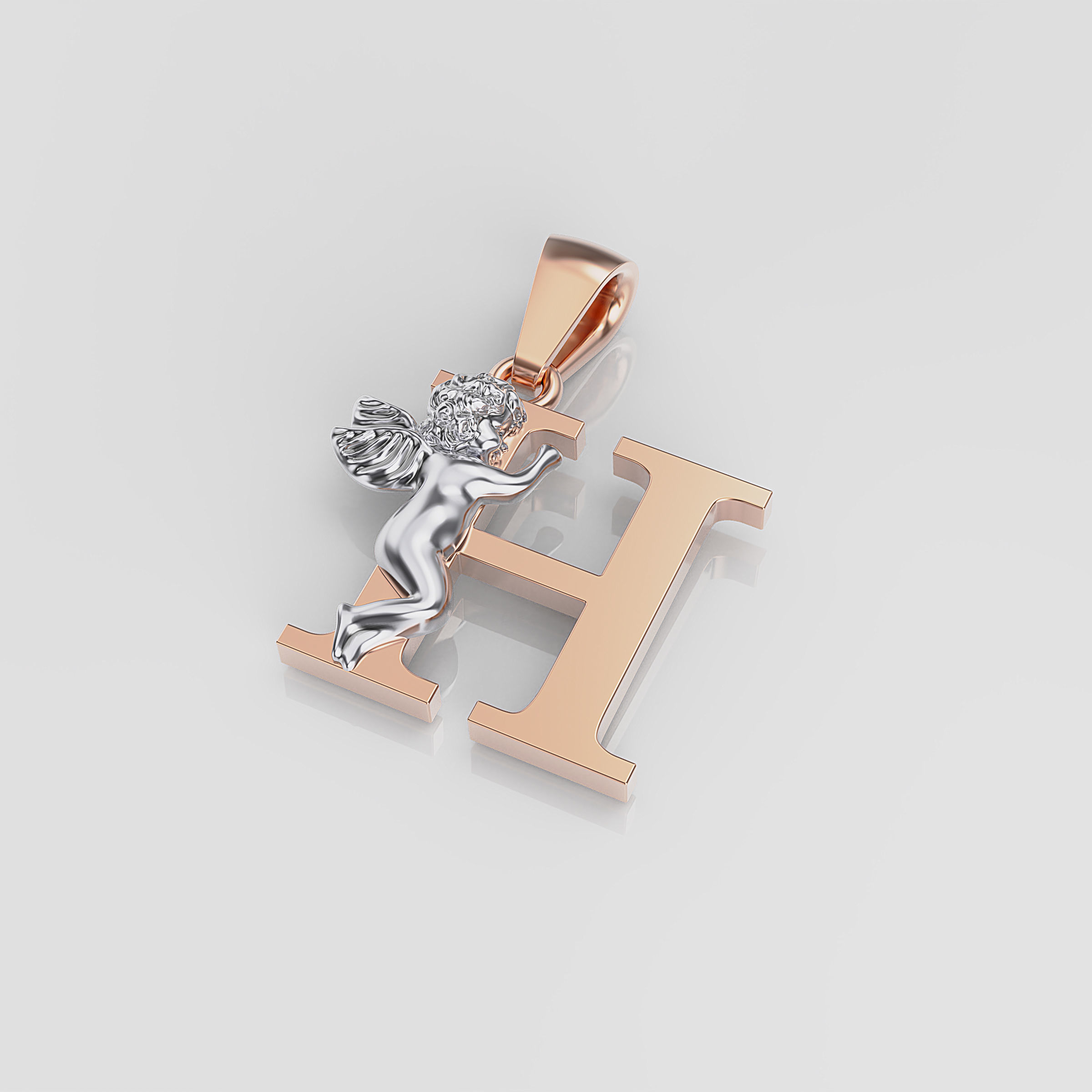 Pendant Letter H 3D print model_9