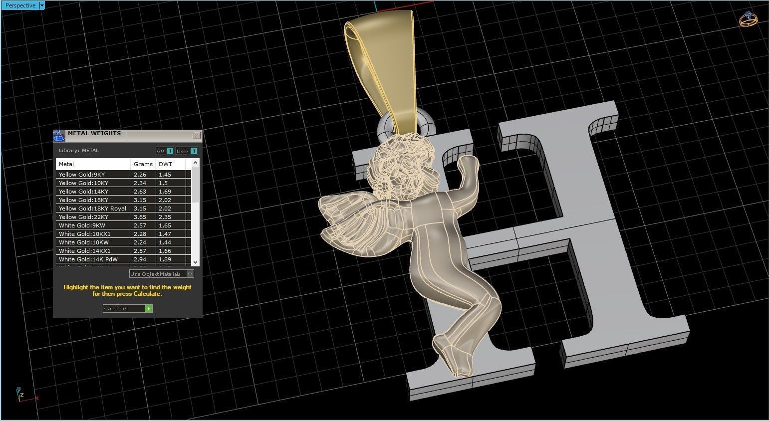 Pendant Letter H 3D print model_8