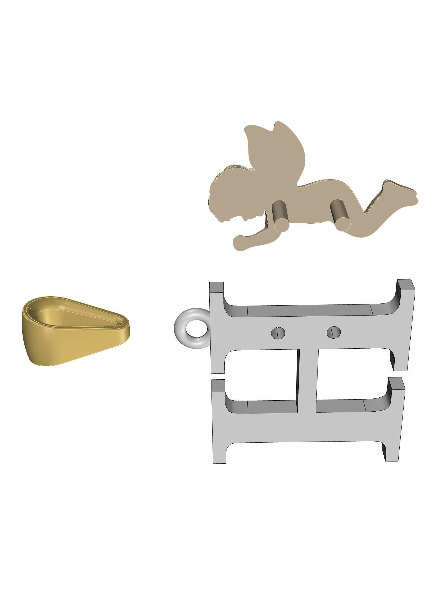 Pendant Letter H 3D print model_7