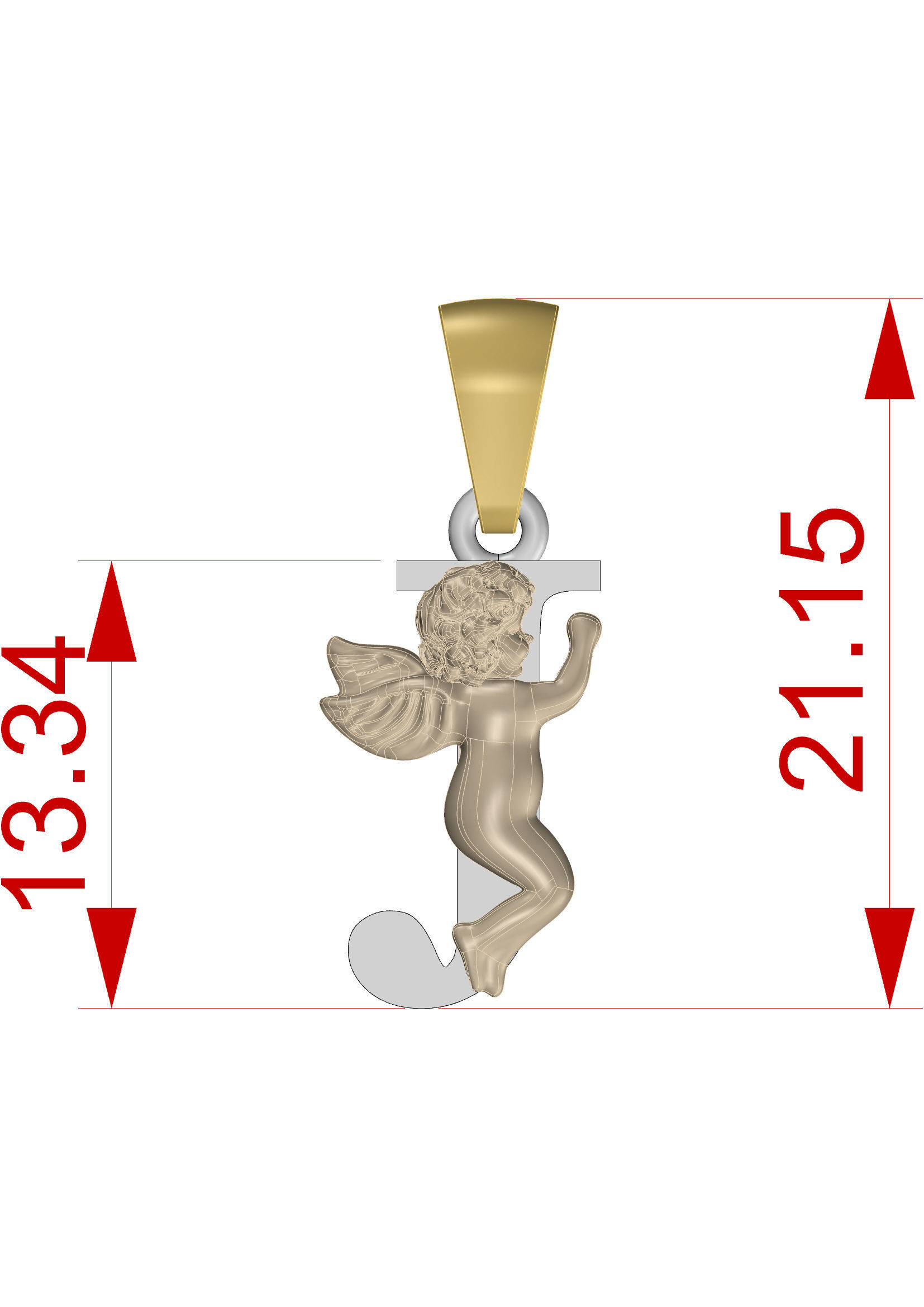 Pendant Letter J 3D print model_13