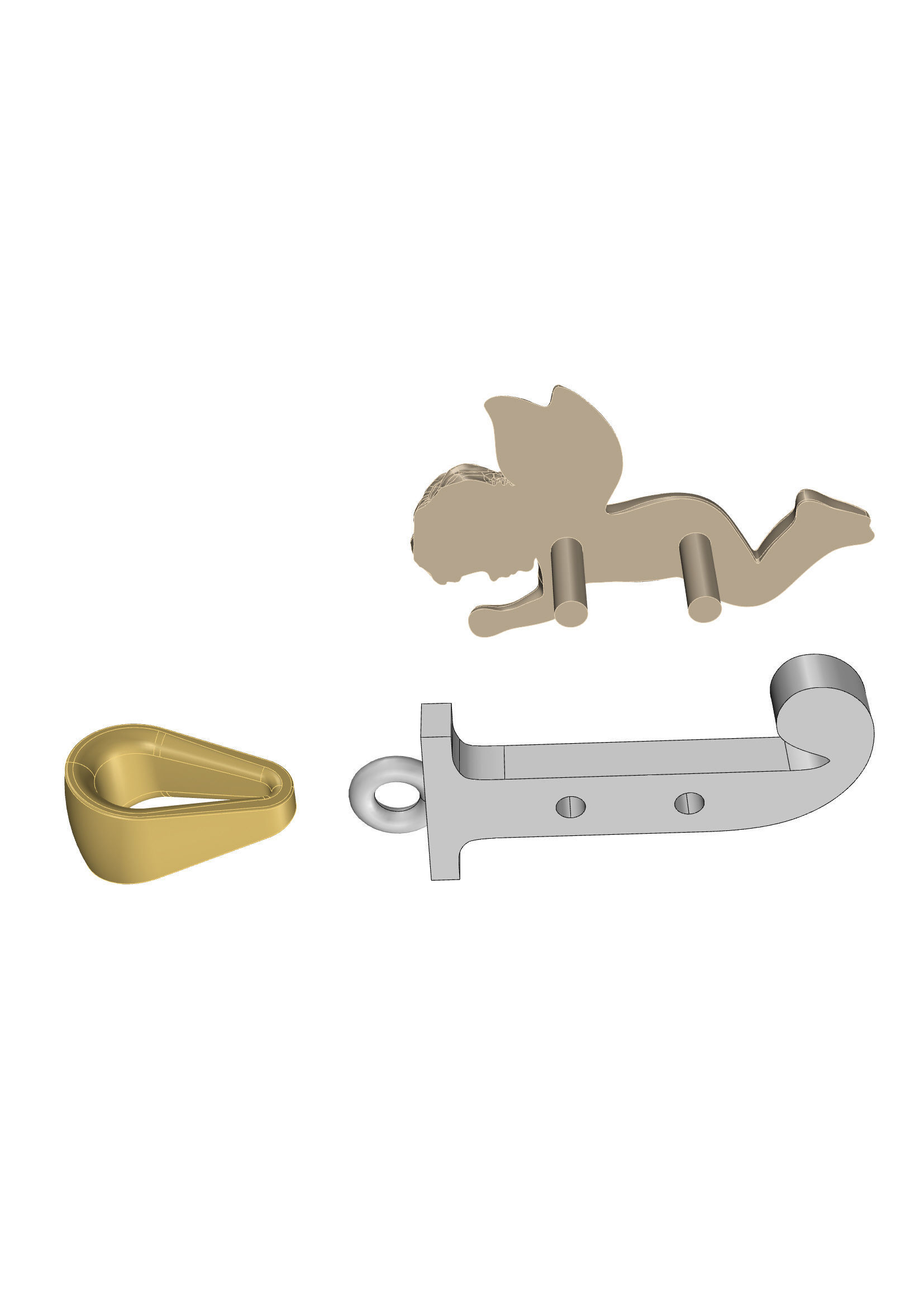 Pendant Letter J 3D print model_16