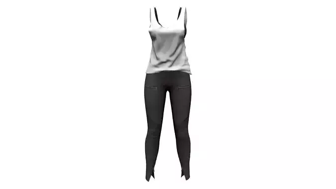 Ladies Strapped Top Over Bra and Jeans Pants Outfit