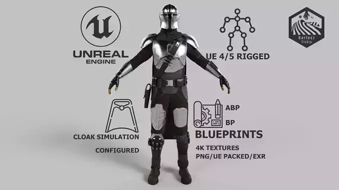 The Mandalorian GameReady Rigged Low-poly 3D model