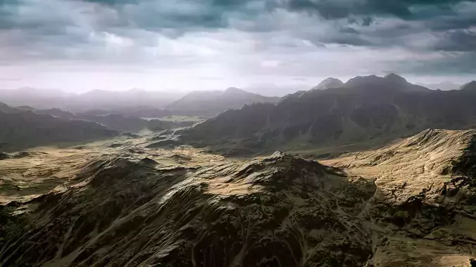 Desert Mountain Low-poly 3D model