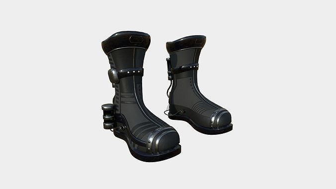 SciFi Boots A01 Full Black - Character Design Fashion Low-poly 3D model