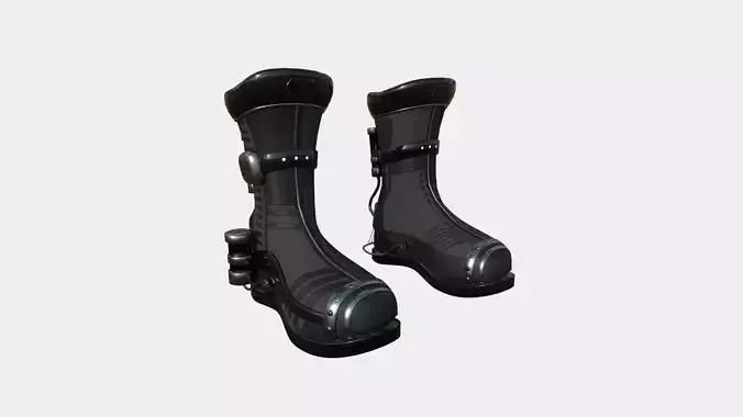 SciFi Boots A01 Full Black - Character Design Fashion Low-poly 3D model