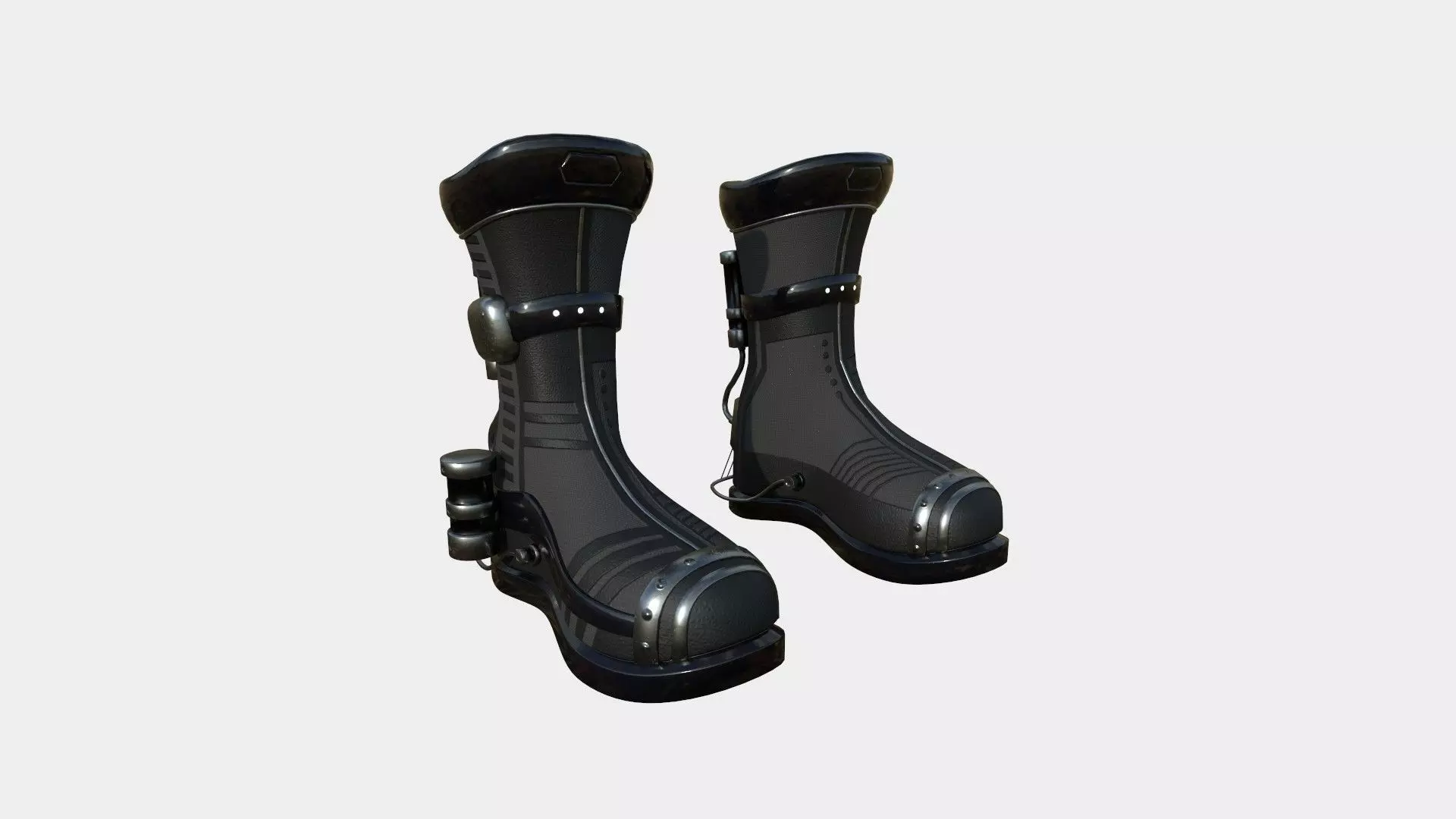 SciFi Boots A01 Full Black - Character Design Fashion Low-poly 3D model_0