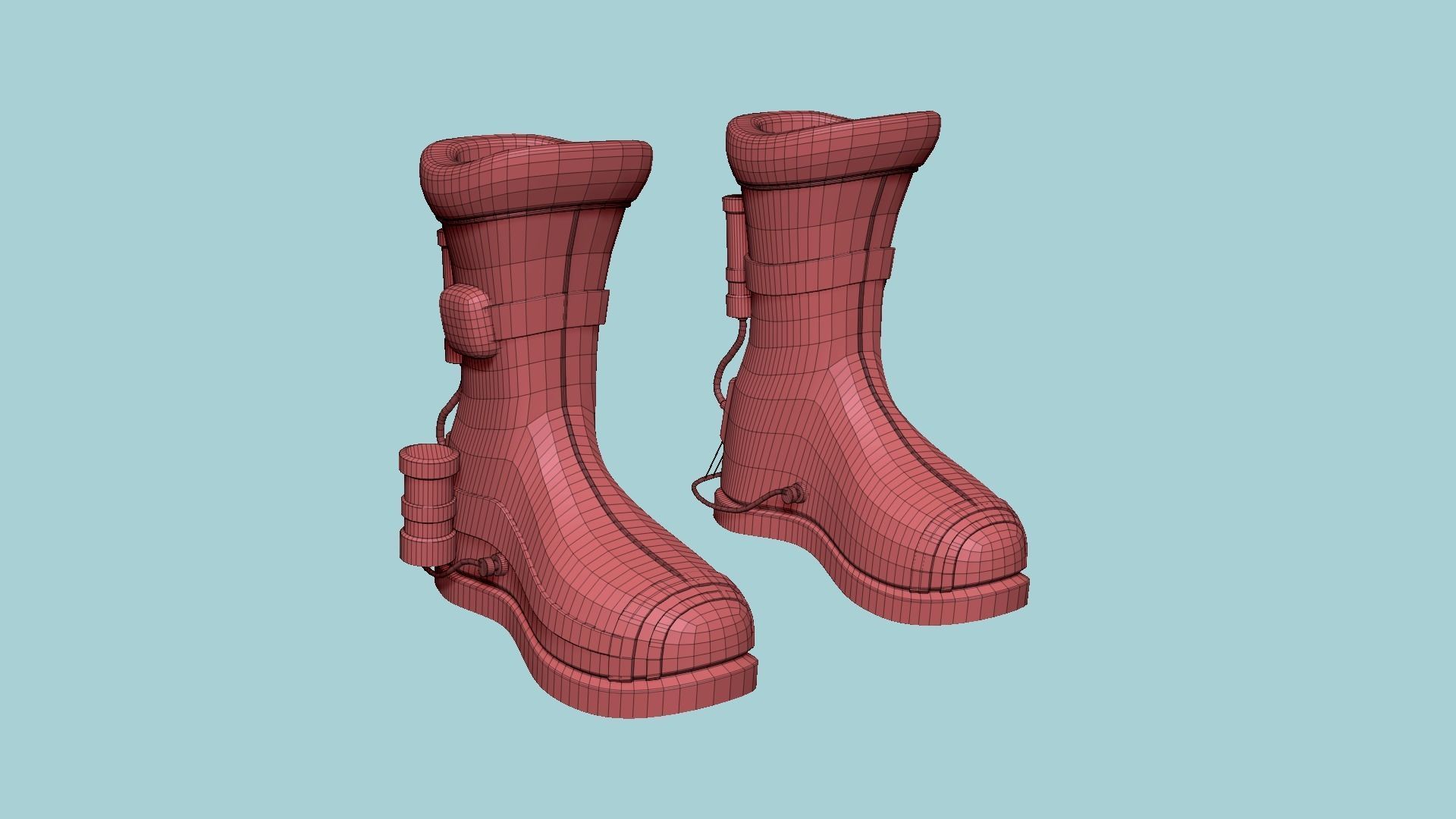 SciFi Boots A01 Full Black - Character Design Fashion Low-poly 3D model_12