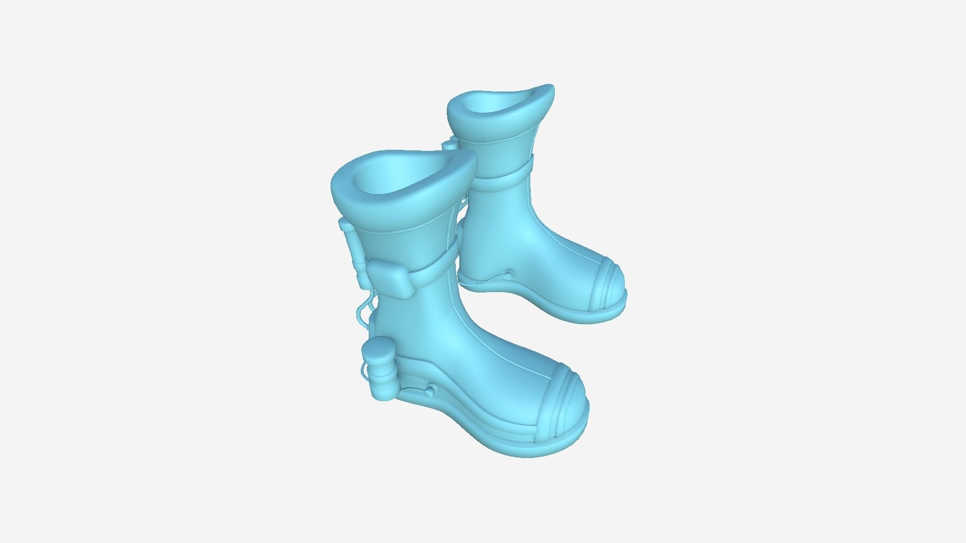 SciFi Boots A01 Full Black - Character Design Fashion Low-poly 3D model_10