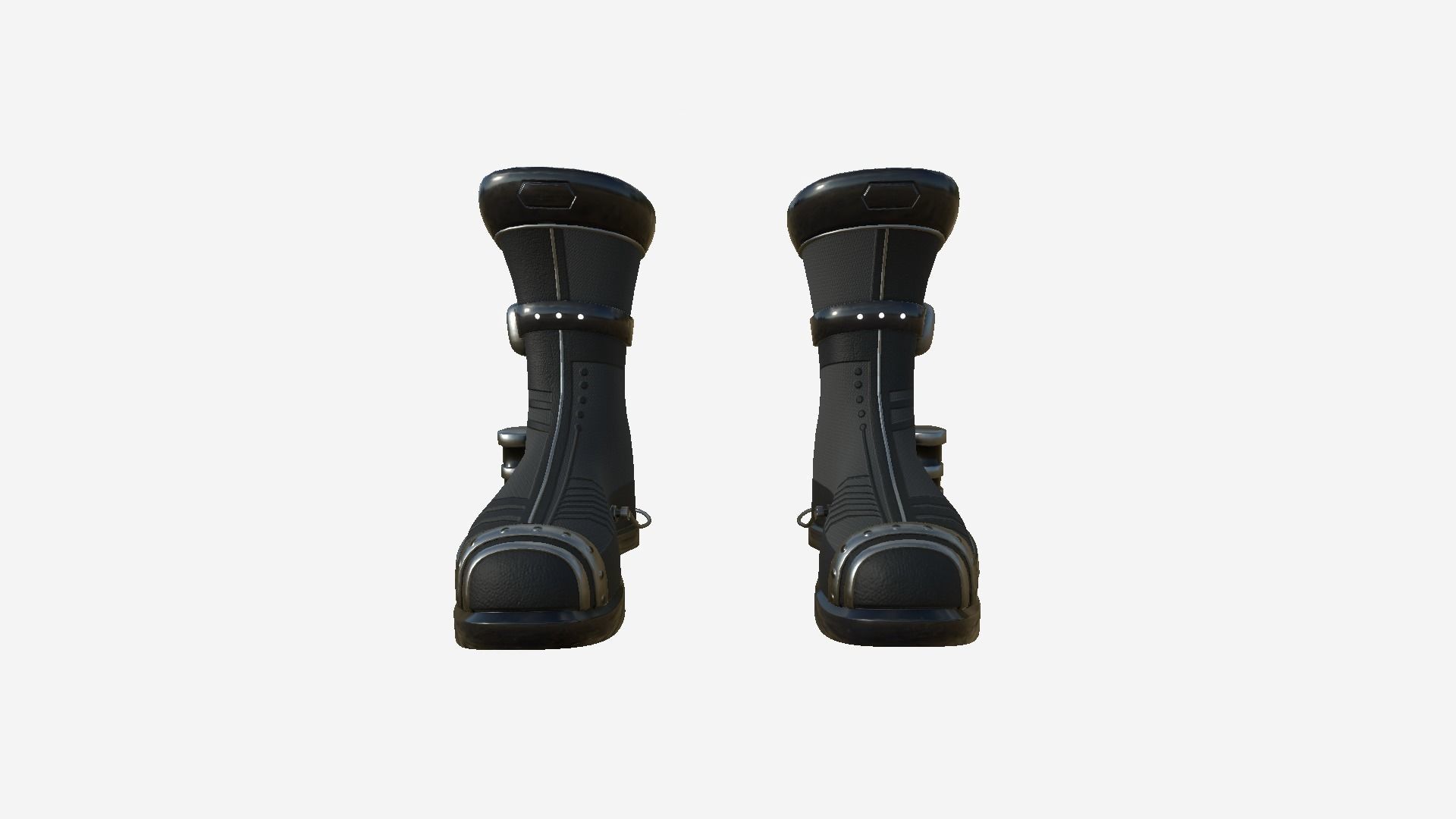 SciFi Boots A01 Full Black - Character Design Fashion Low-poly 3D model_1
