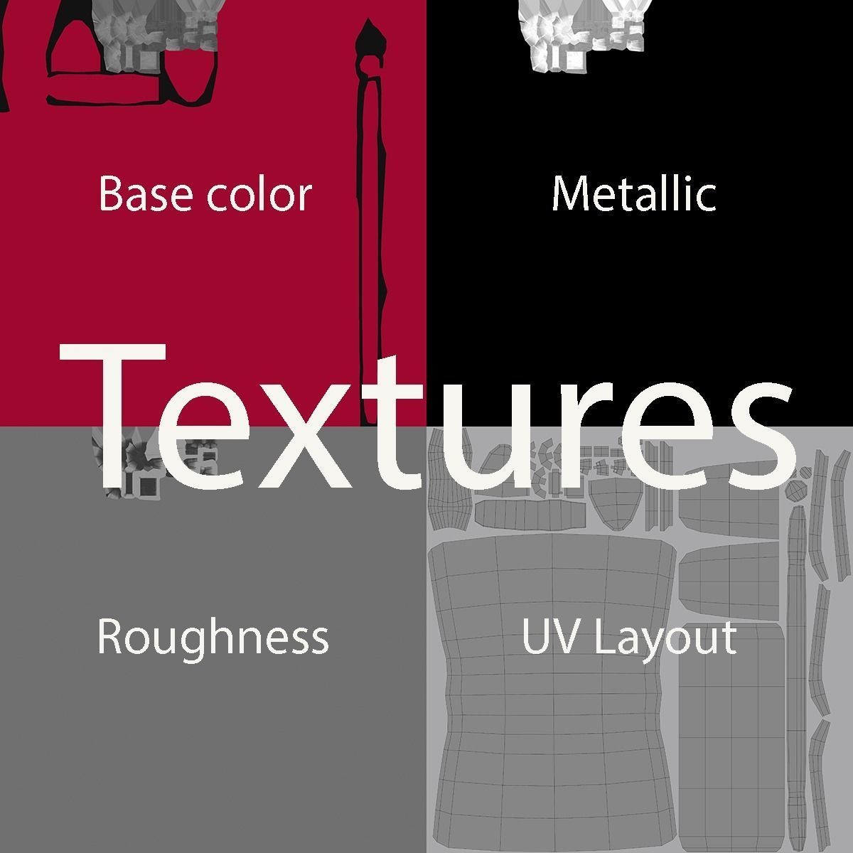 Red valise Low-poly 3D model_11