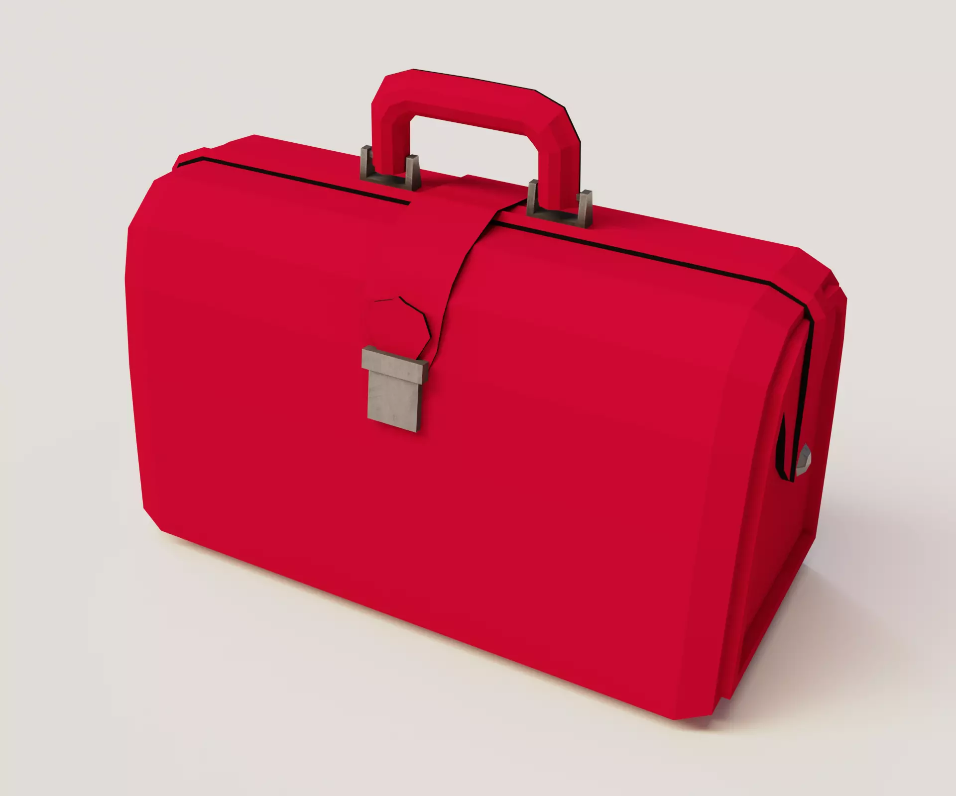 Red valise Low-poly 3D model_0