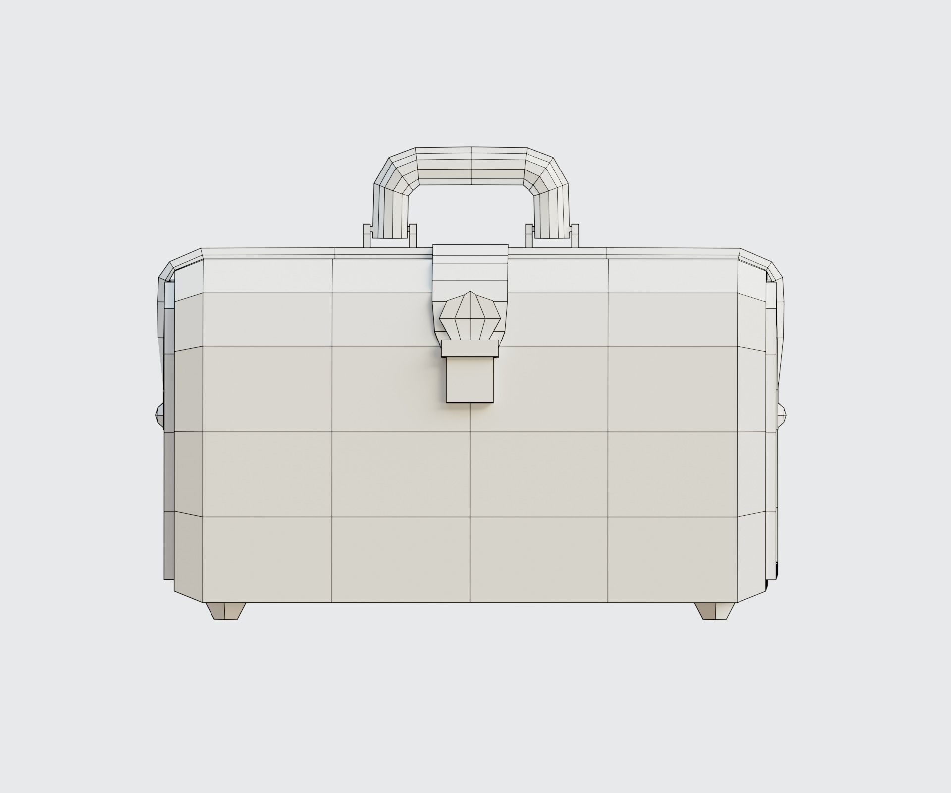 Red valise Low-poly 3D model_9
