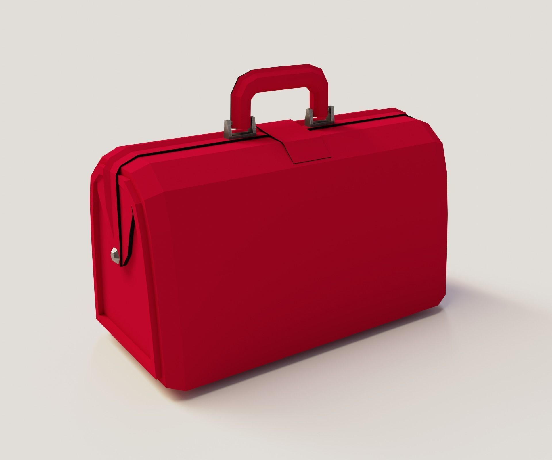 Red valise Low-poly 3D model_6
