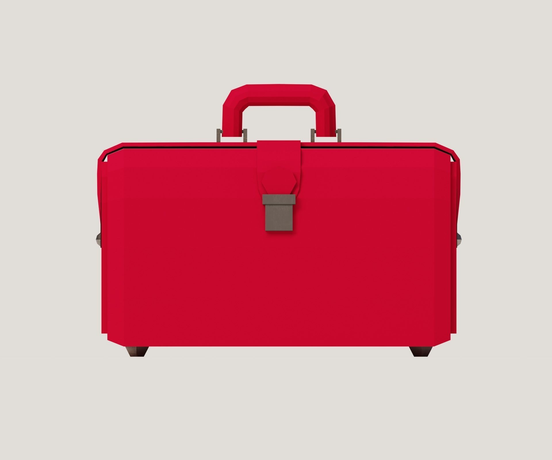 Red valise Low-poly 3D model_1