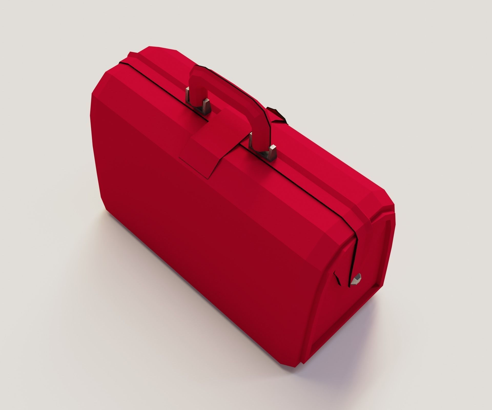 Red valise Low-poly 3D model_7