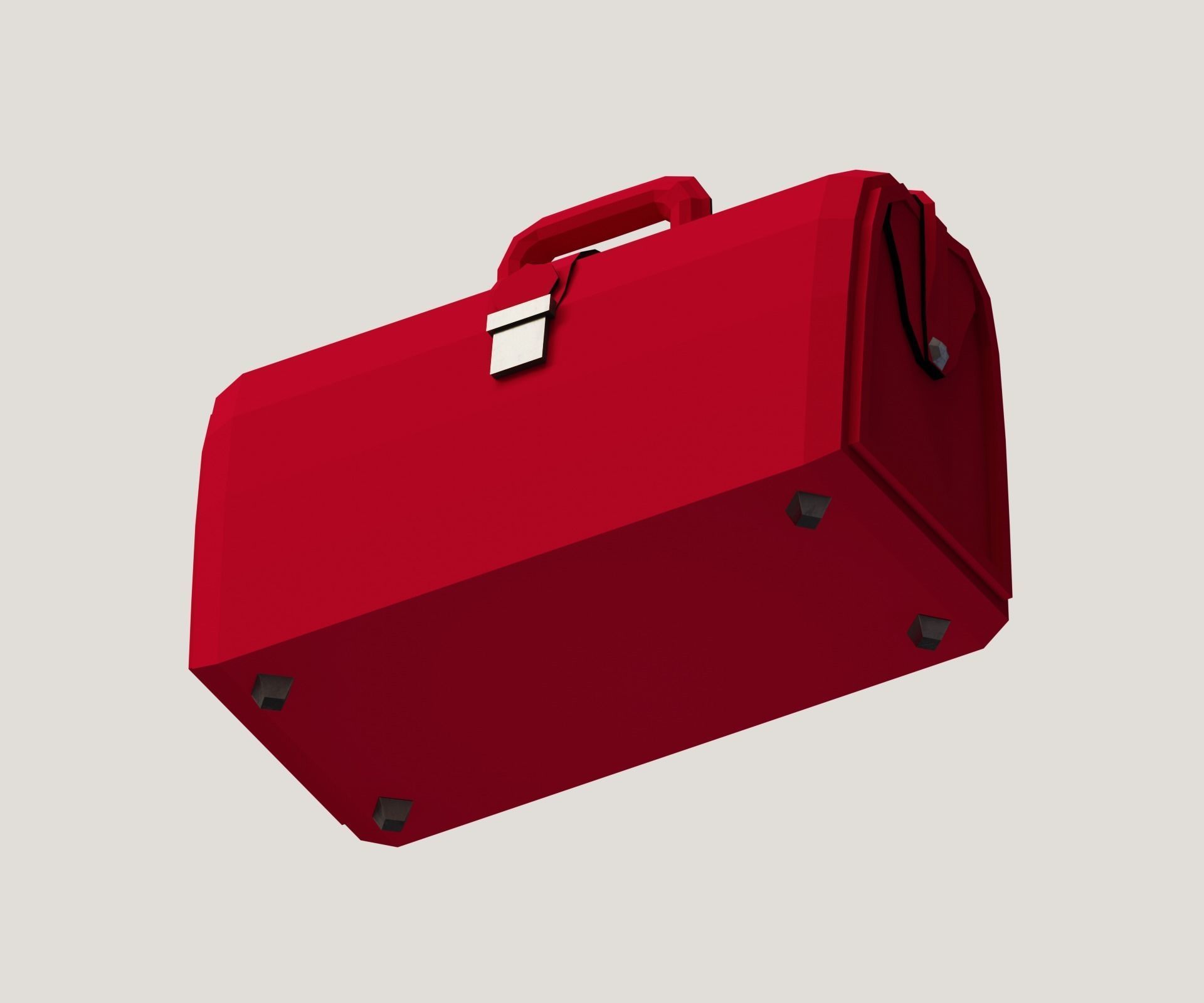 Red valise Low-poly 3D model_5