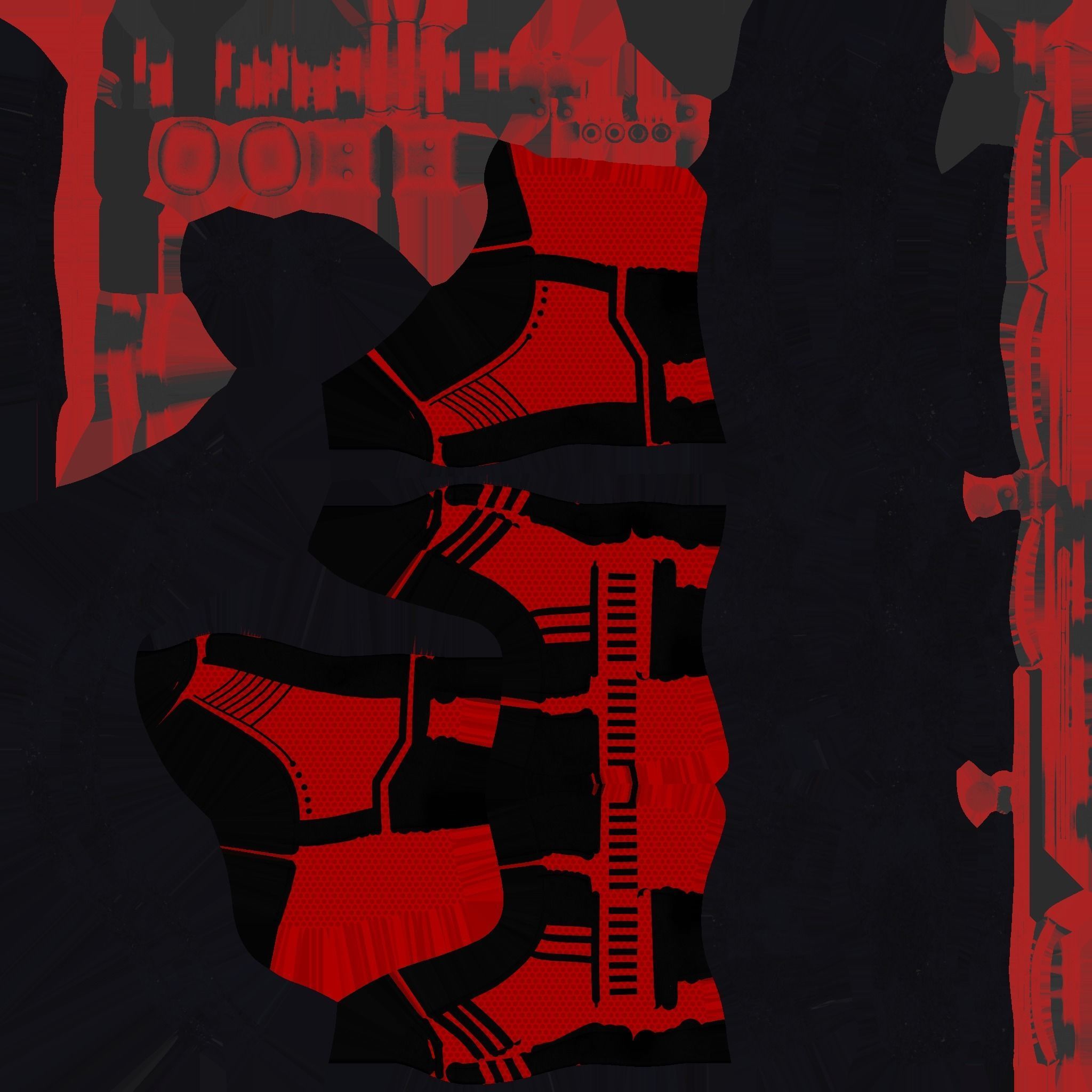 SciFi Boots A02 Red Black - Character Design Fashion Low-poly 3D model_18