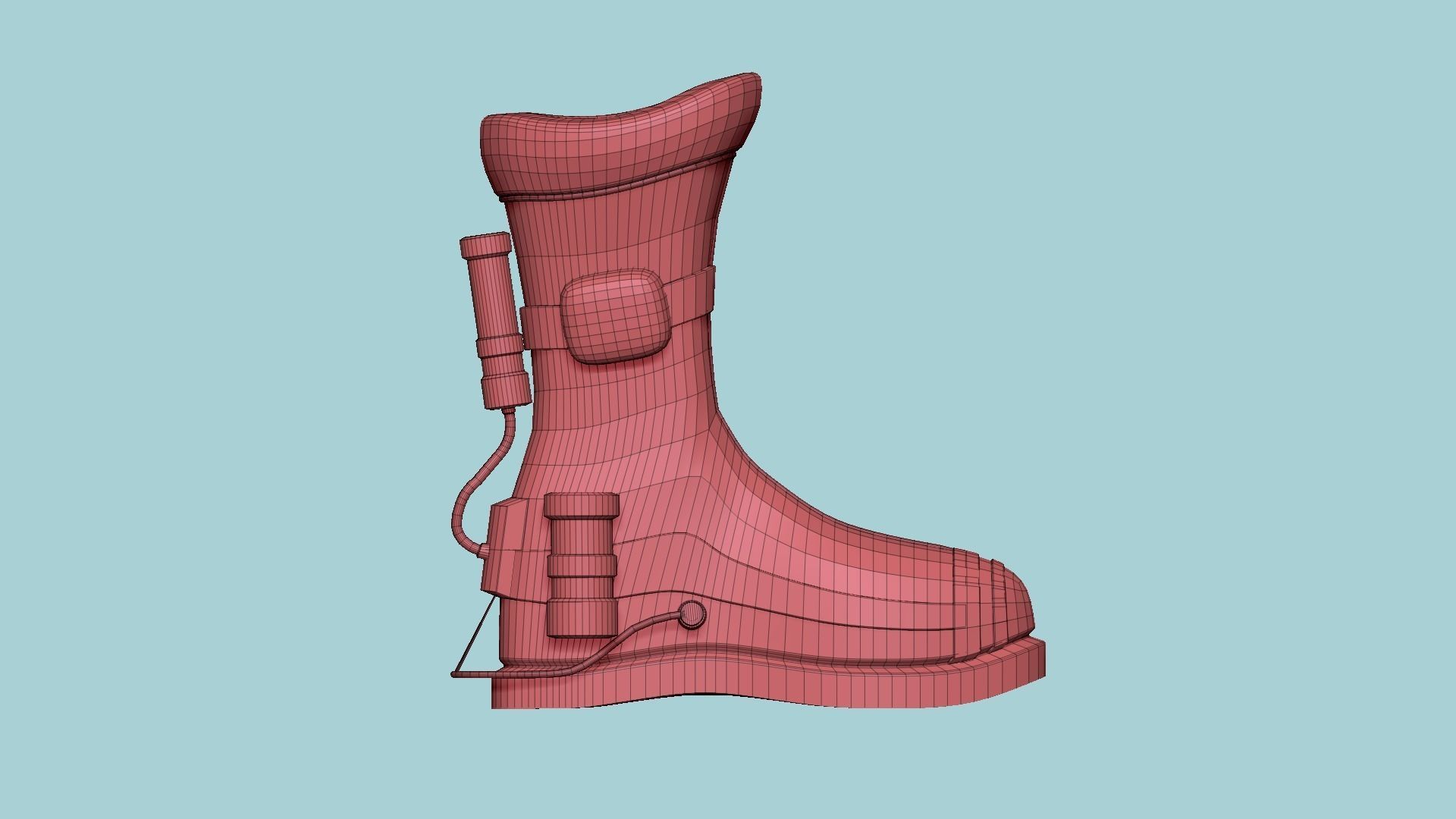 SciFi Boots A02 Red Black - Character Design Fashion Low-poly 3D model_16