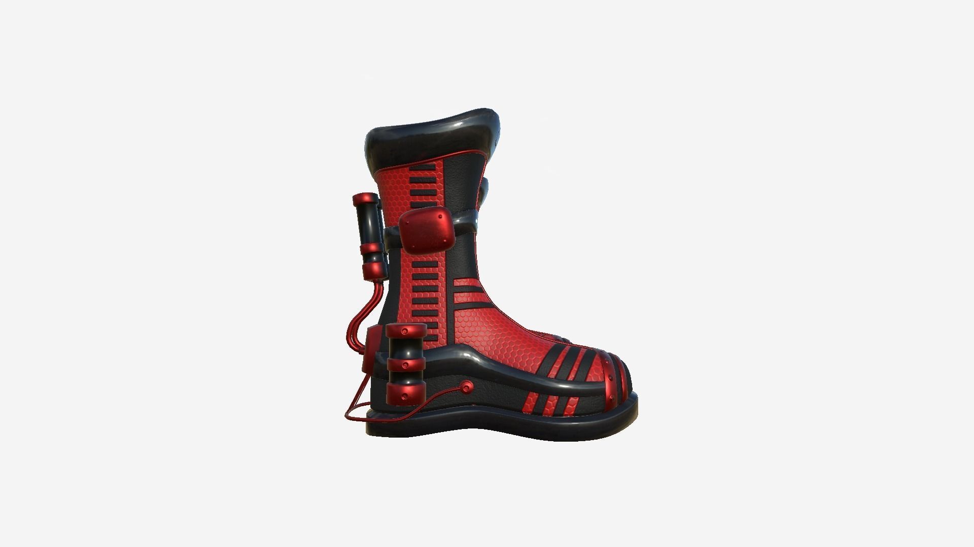 SciFi Boots A02 Red Black - Character Design Fashion Low-poly 3D model_2