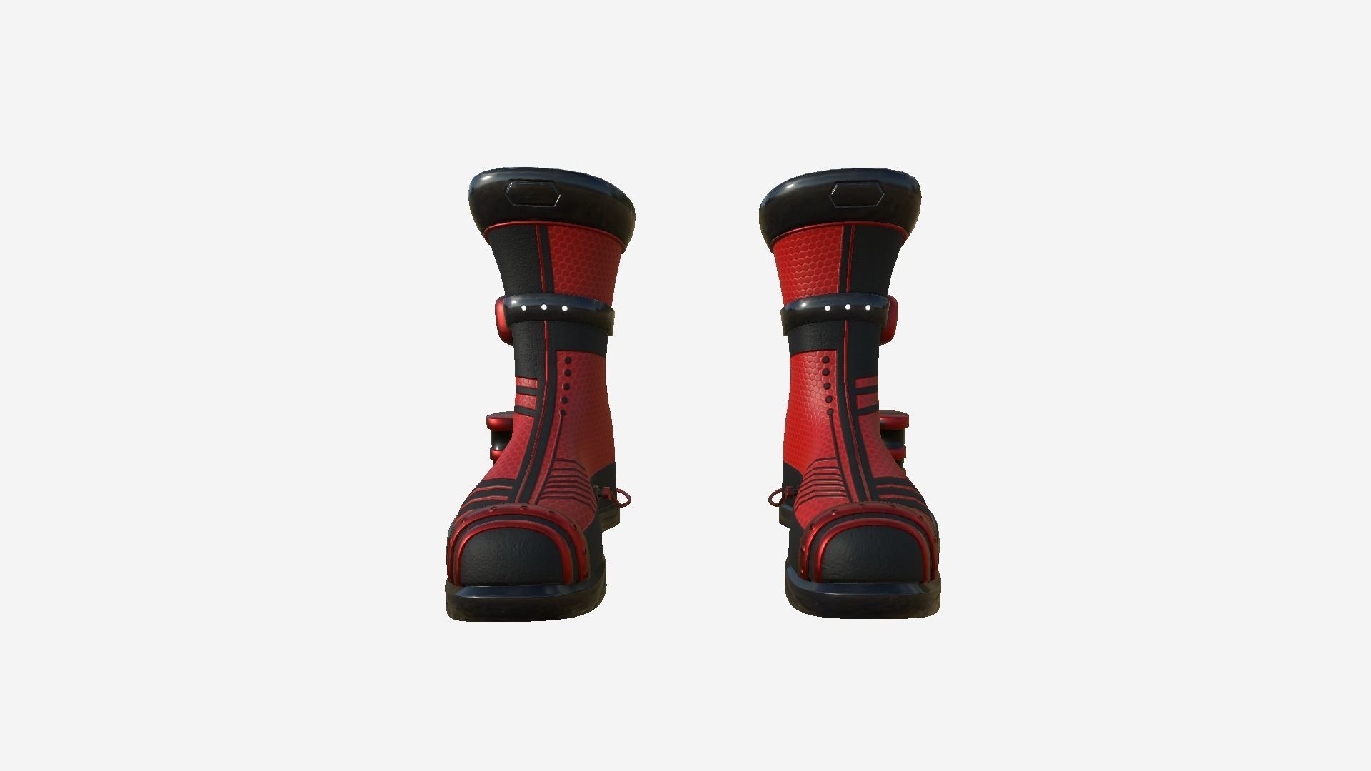 SciFi Boots A02 Red Black - Character Design Fashion Low-poly 3D model_1