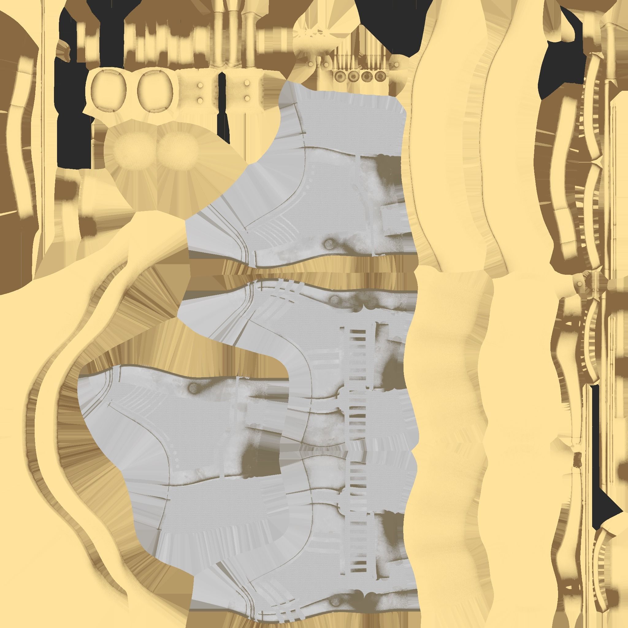 SciFi Boots A03 White Gold - Character Design Fashion Low-poly 3D model_18