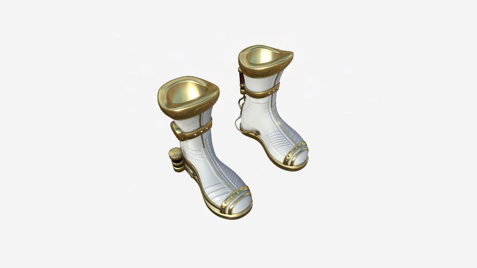 SciFi Boots A03 White Gold - Character Design Fashion Low-poly 3D model_4