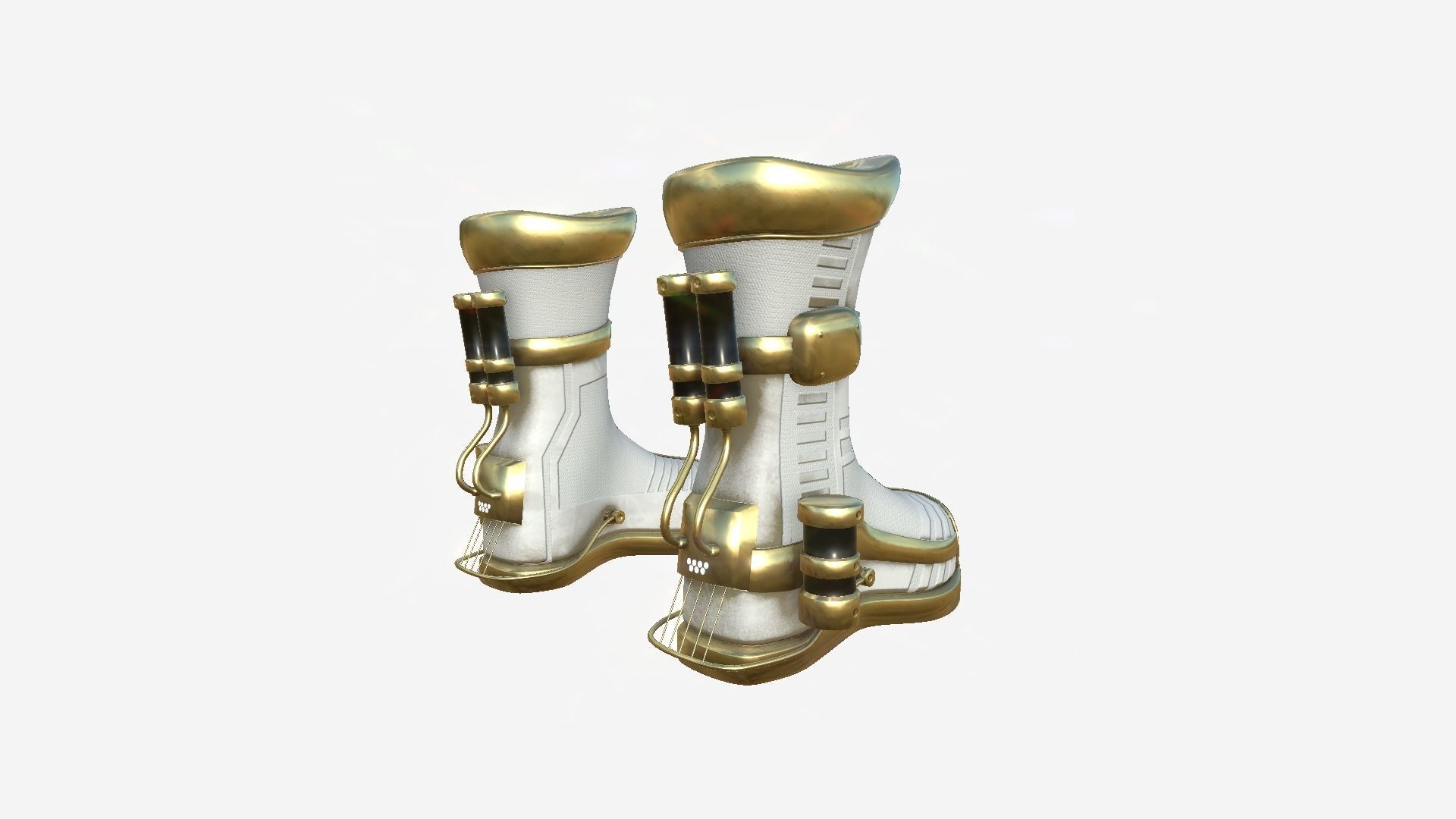 SciFi Boots A03 White Gold - Character Design Fashion Low-poly 3D model_3