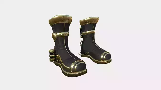 SciFi Boots A04 Black Gold - Character Design Fashion Low-poly 3D model