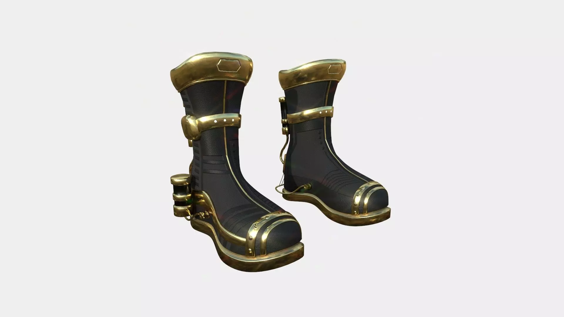 SciFi Boots A04 Black Gold - Character Design Fashion Low-poly 3D model_0