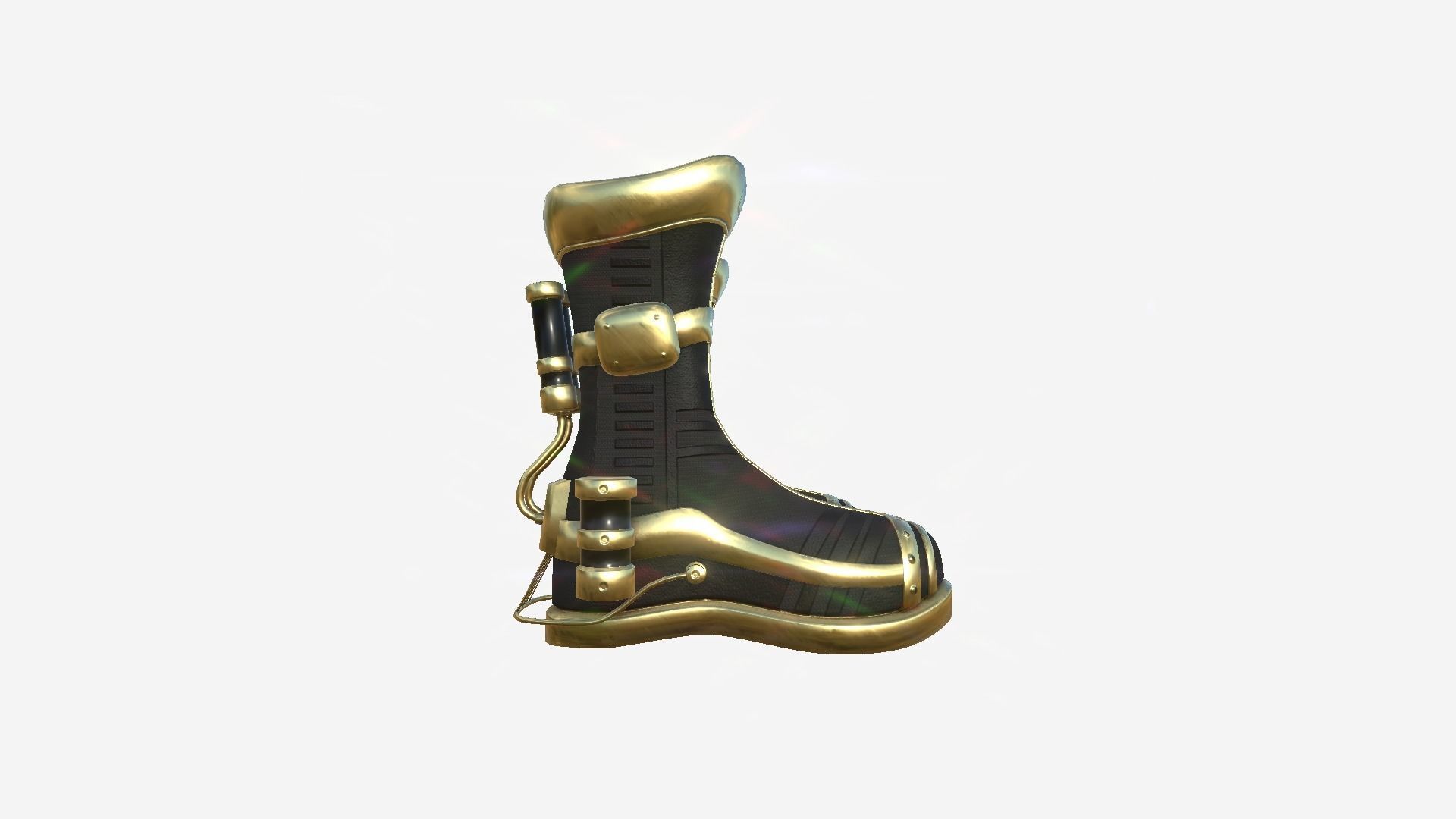 SciFi Boots A04 Black Gold - Character Design Fashion Low-poly 3D model_2