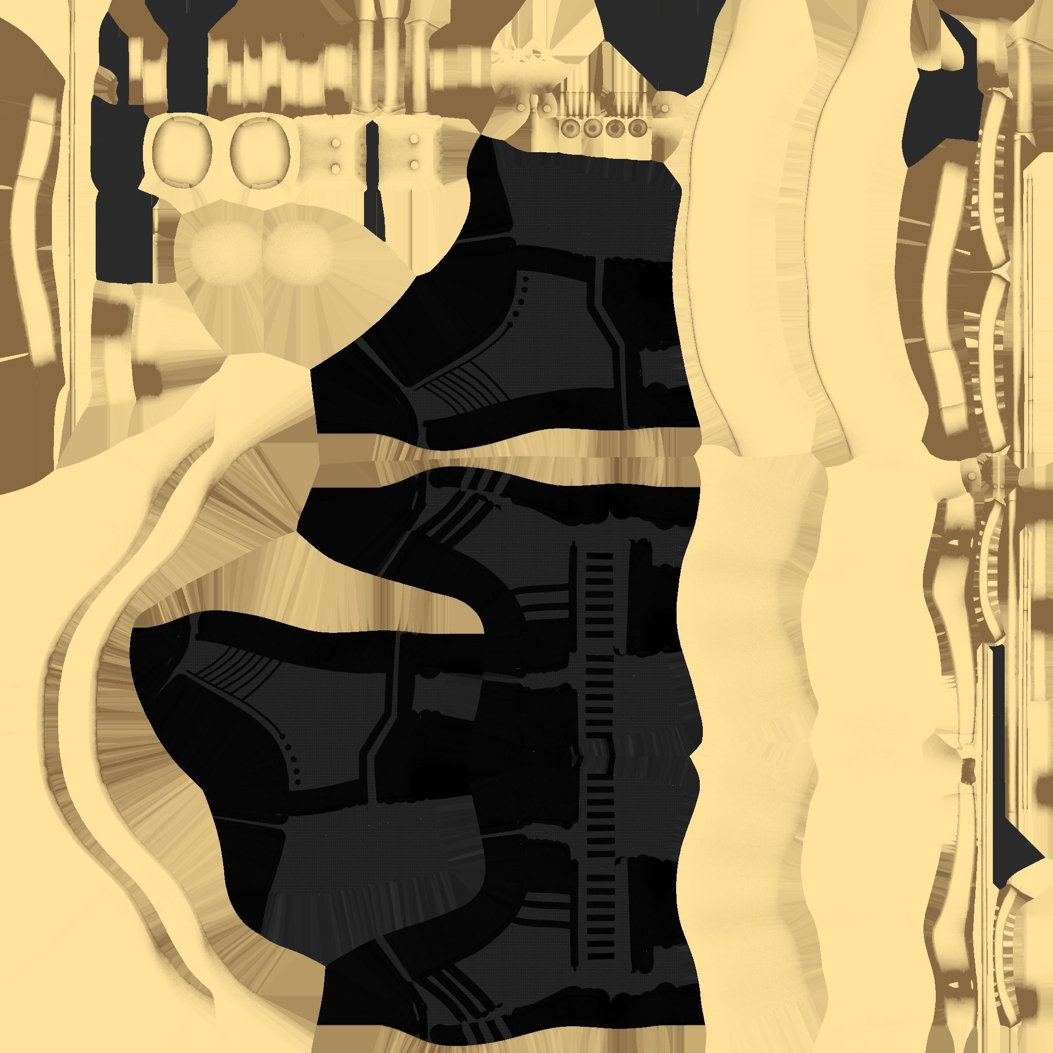 SciFi Boots A04 Black Gold - Character Design Fashion Low-poly 3D model_18