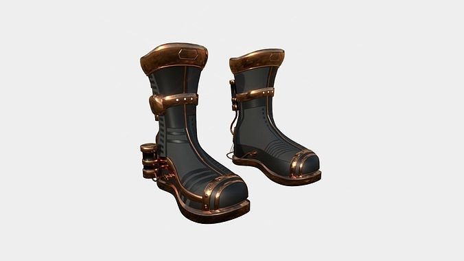 SciFi Boots A05 Copper - Character Design Fashion Low-poly 3D model