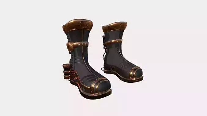 SciFi Boots A05 Copper - Character Design Fashion Low-poly 3D model
