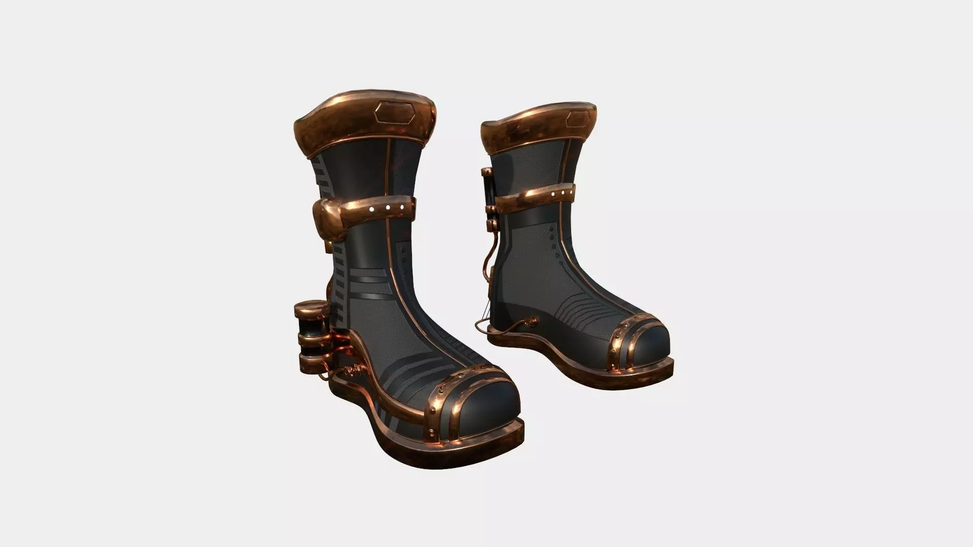 SciFi Boots A05 Copper - Character Design Fashion Low-poly 3D model_0