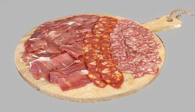 Cold cuts platter with Jamon Chorizo and Salsichon 3D model