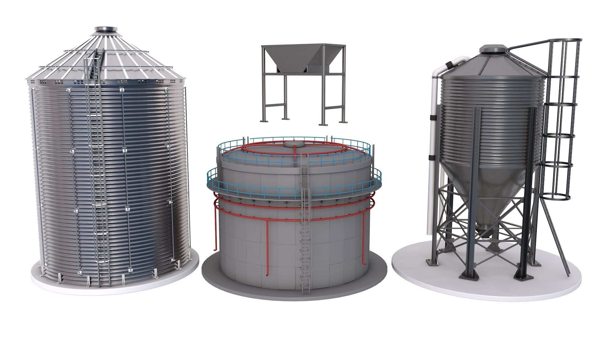 Grain Storage Bins Collection 3D model CGTrader