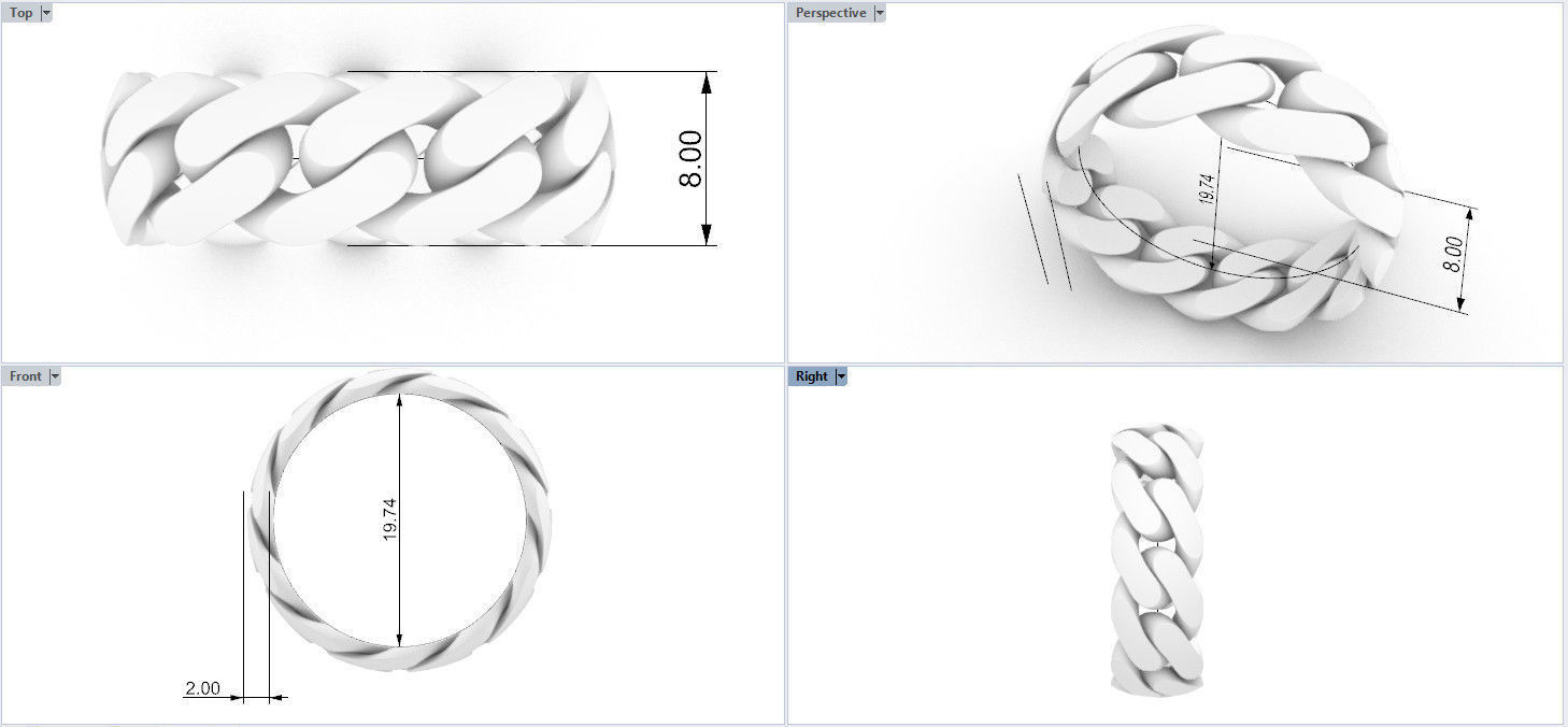 Cuban ring 8 mm wide size 62 3D print model_1