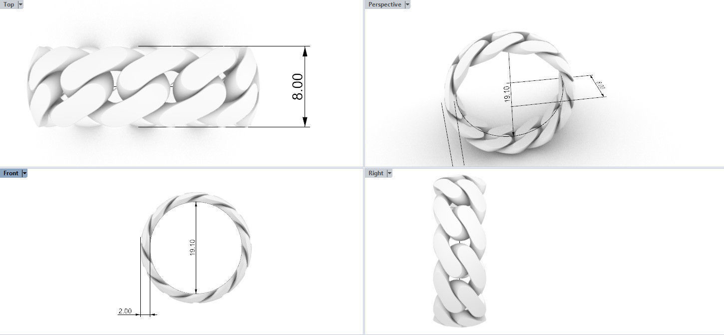 Cuban ring 8 mm wide size 60 3D print model_1
