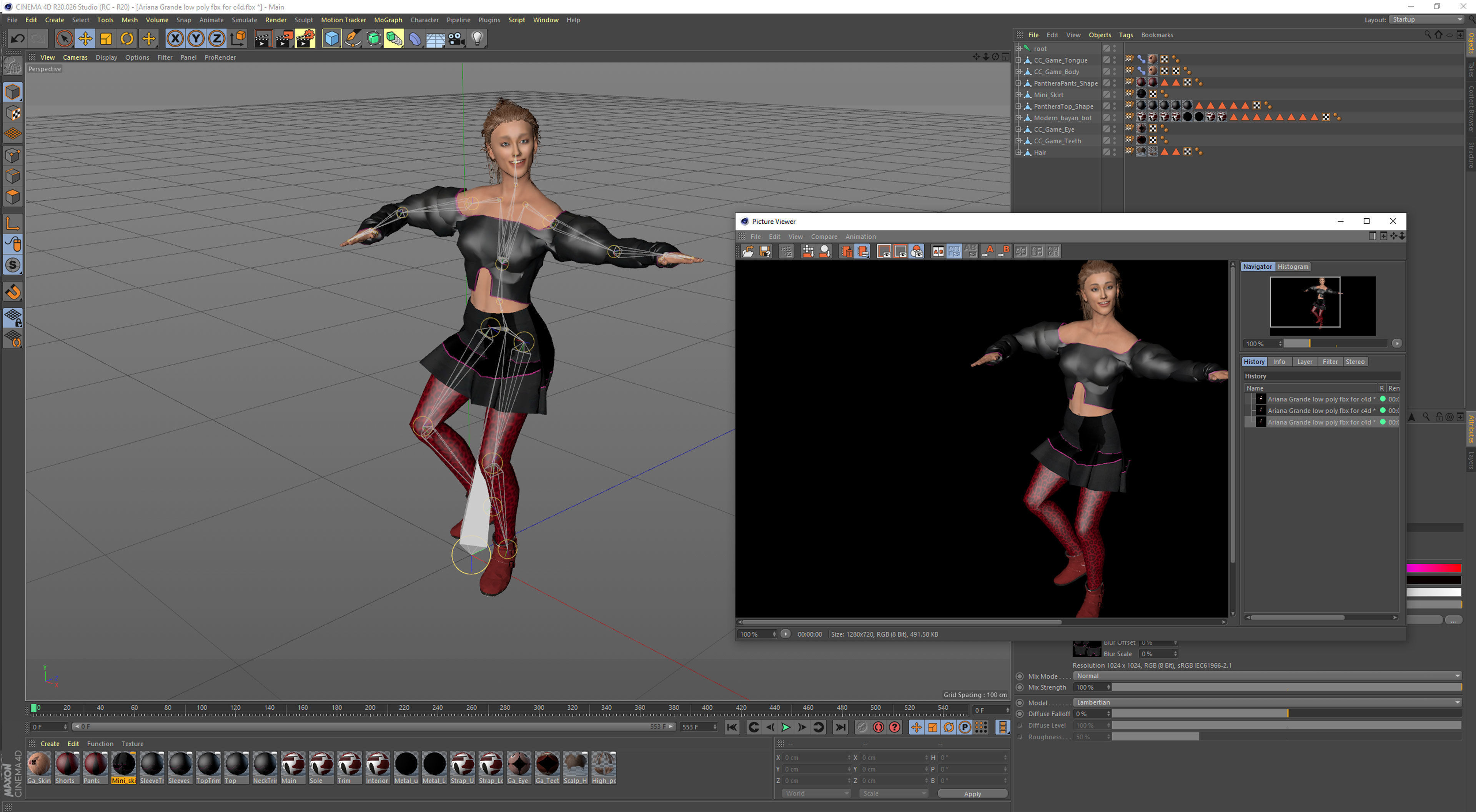 3d model of Ariana Grande 3D model low poly   for Game Low-poly 3D model_11