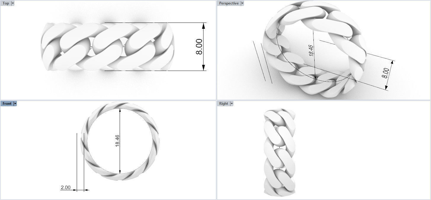 Cuban ring 8 mm wide size 58 3D print model_1