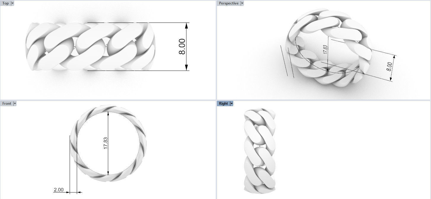 Cuban ring 8 mm wide size 56 3D print model_1