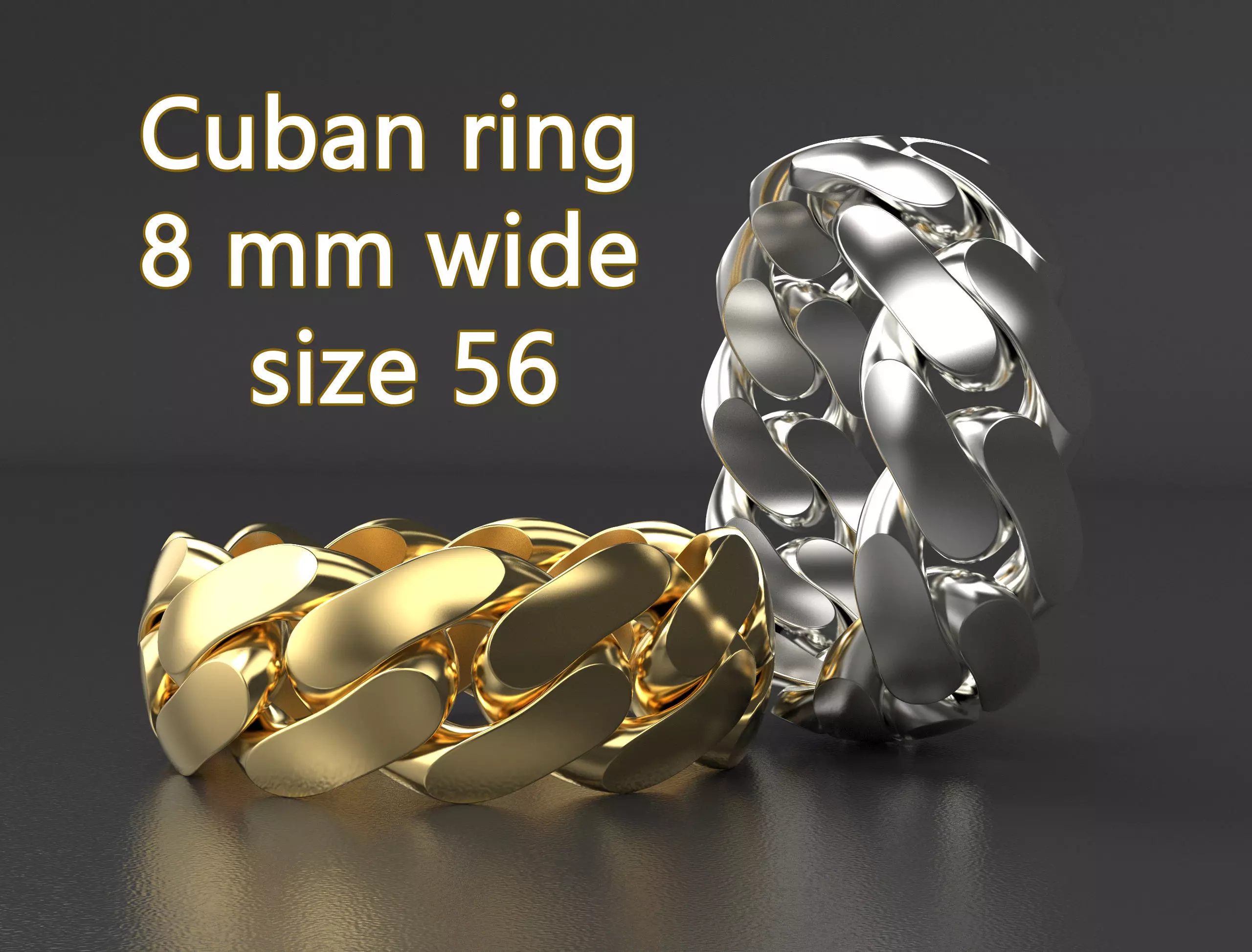 Cuban ring 8 mm wide size 56 3D print model_0