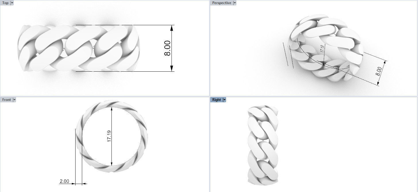  Cuban ring 8 mm wide size 54 3D print model_1