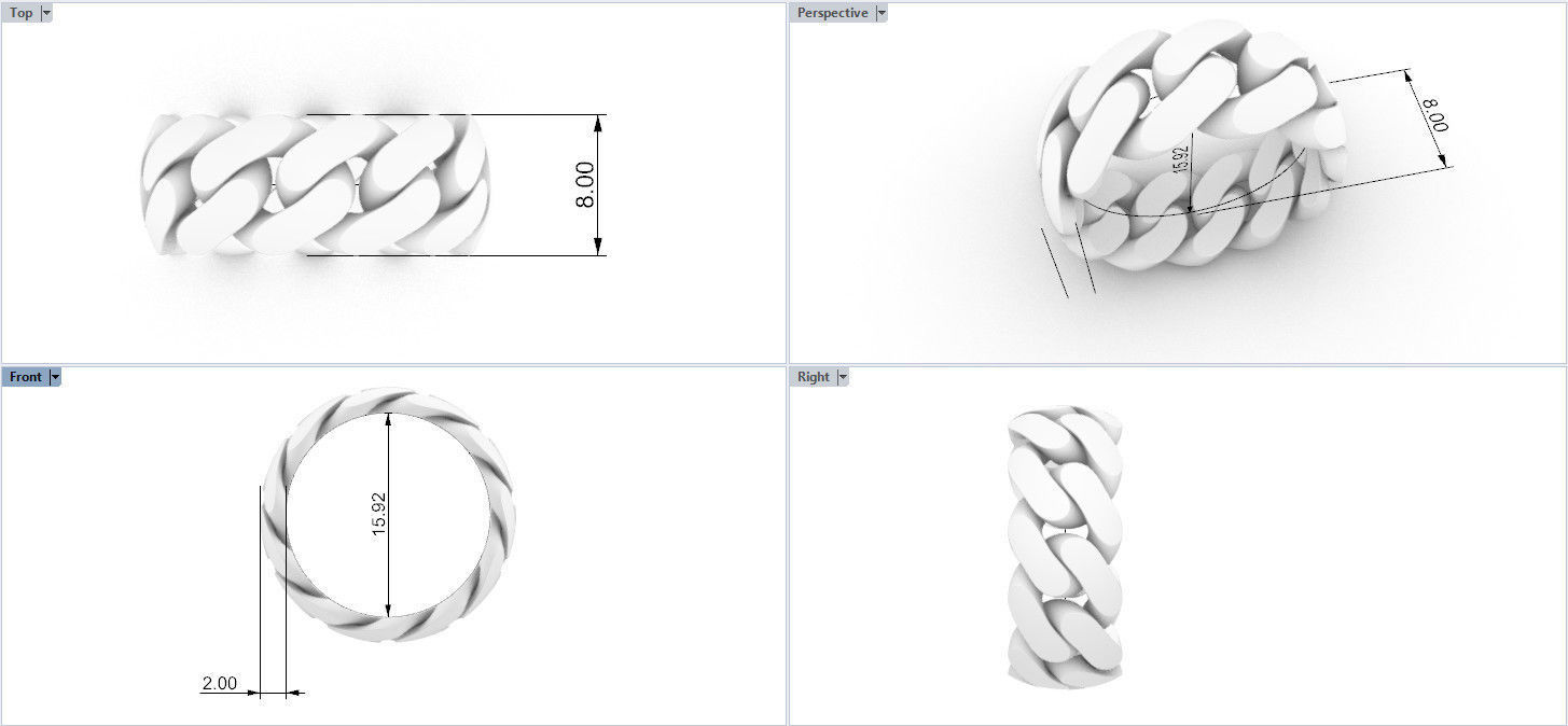  Cuban ring 8 mm wide size 50 3D print model_9