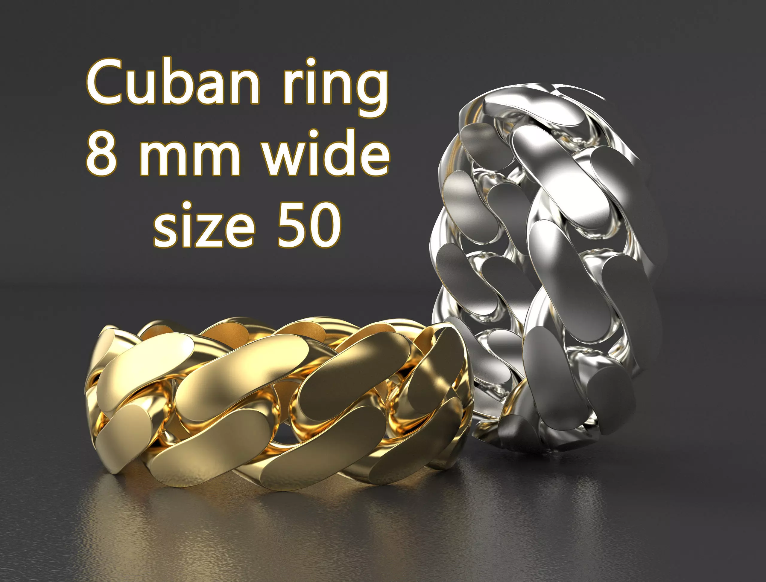  Cuban ring 8 mm wide size 50 3D print model_0