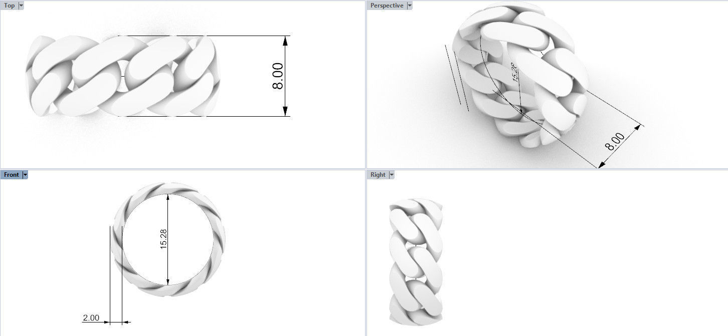 Cuban ring 8 mm wide size 48 3D print model_9
