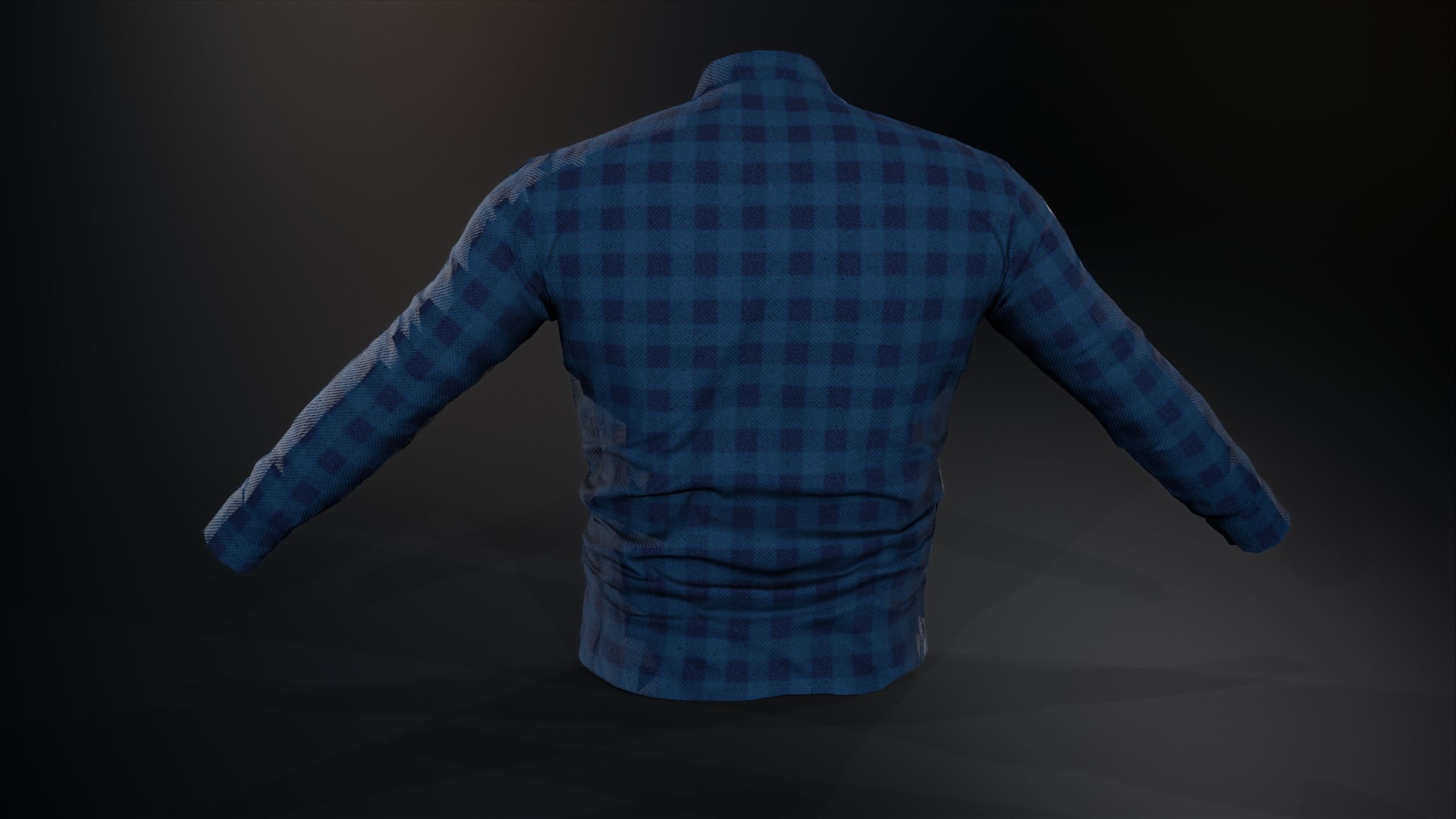 Blue Flannel Button Up Shirt Low-poly 3D model_6