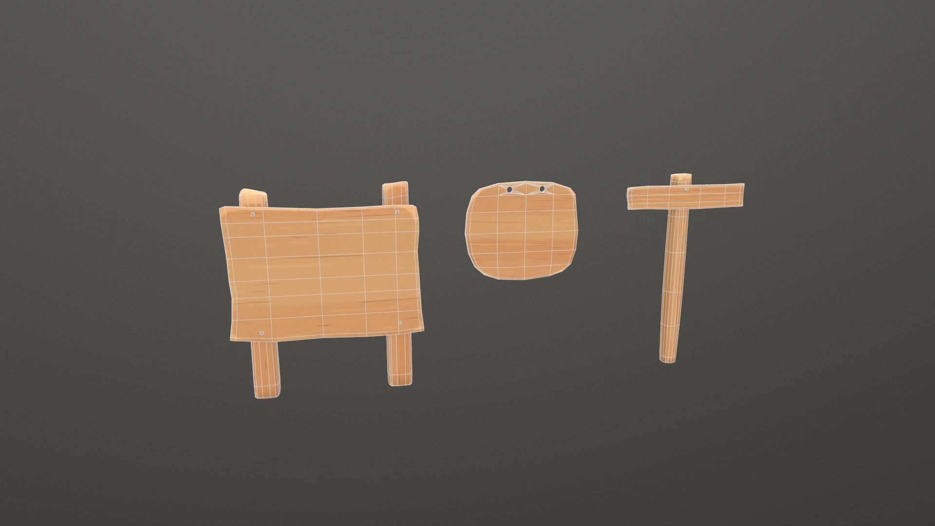 3D model Stylized Wooden signs Pack VR / AR / low-poly | CGTrader