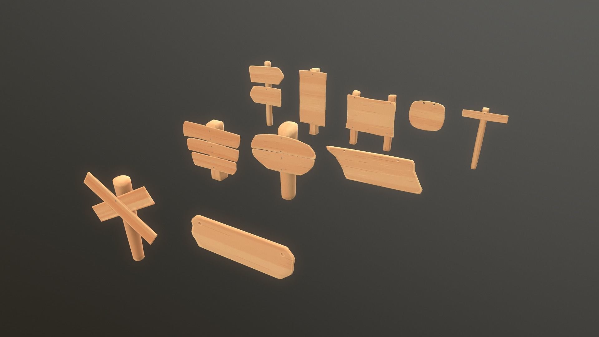 3D model Stylized Wooden signs Pack VR / AR / low-poly | CGTrader